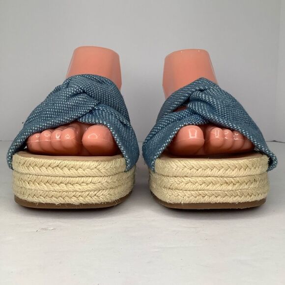 Lucky Brand Espadrilles Slip On Denim Blue Twist Knot Platform Sandals Sz 9.5M - Picture 4 of 11